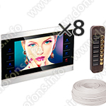 Комплект видеодомофона на 8 квартир из восьми видеомониторов HDcom S-104-M и вызывной панели JSB-V088K